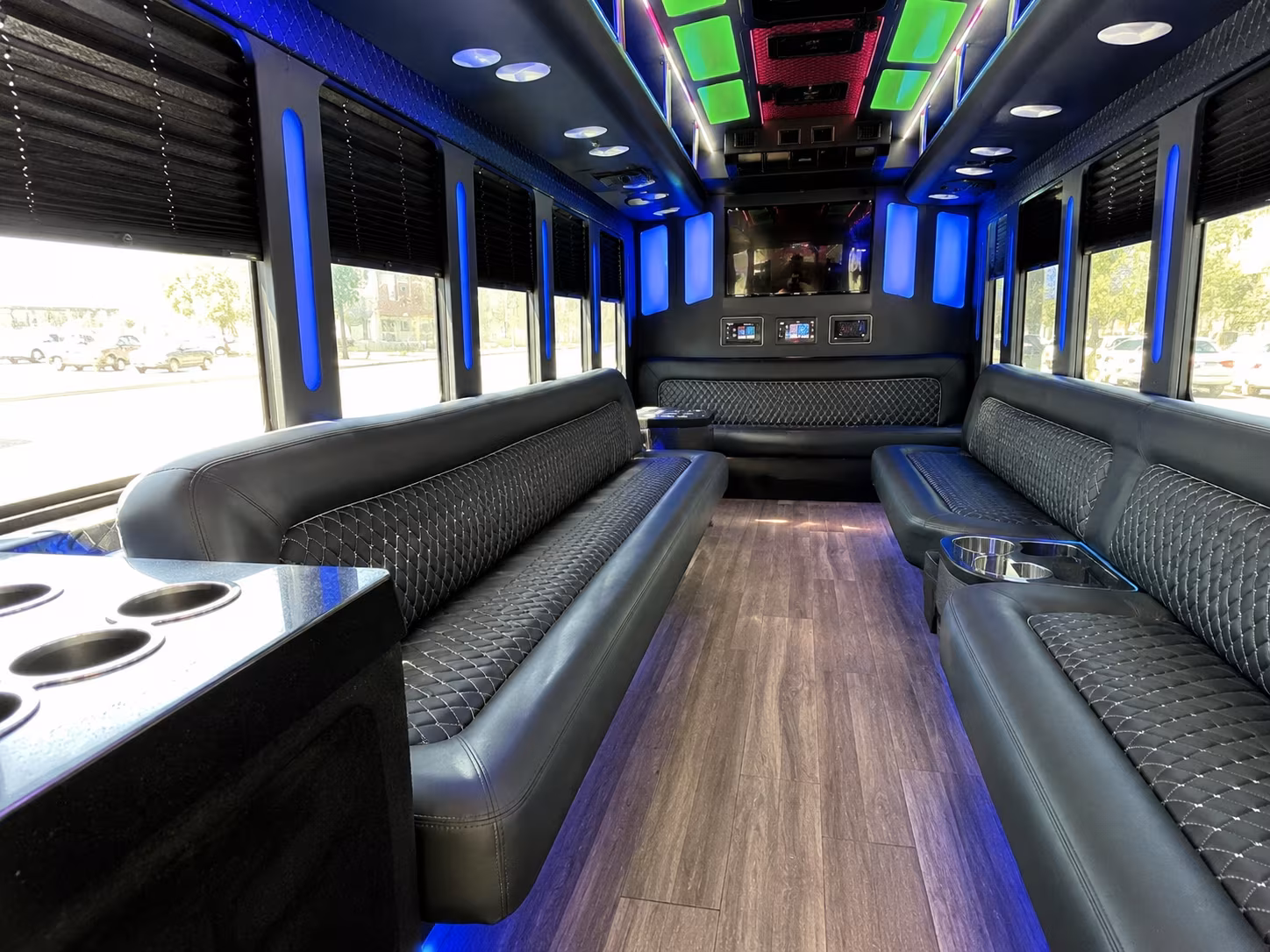 anaheim 15 passenger party bus inside